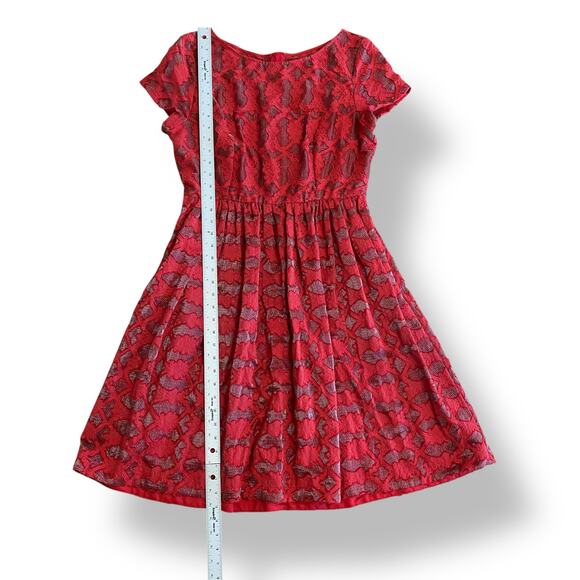 Anthropologie Moulinette Soeurs Rubied Lace Mini Dress Size 10 Red Party - Picture 3 of 10
